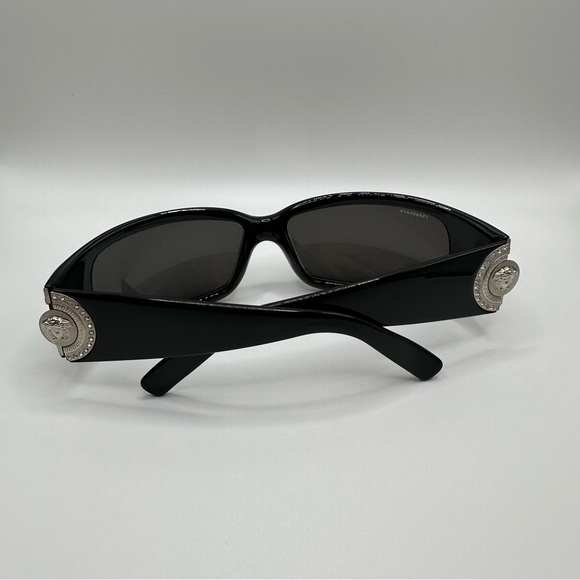 Versace 4044-B Sunglasses Black Silver Coin Medusa Swarovski - Picture 2 of 11
